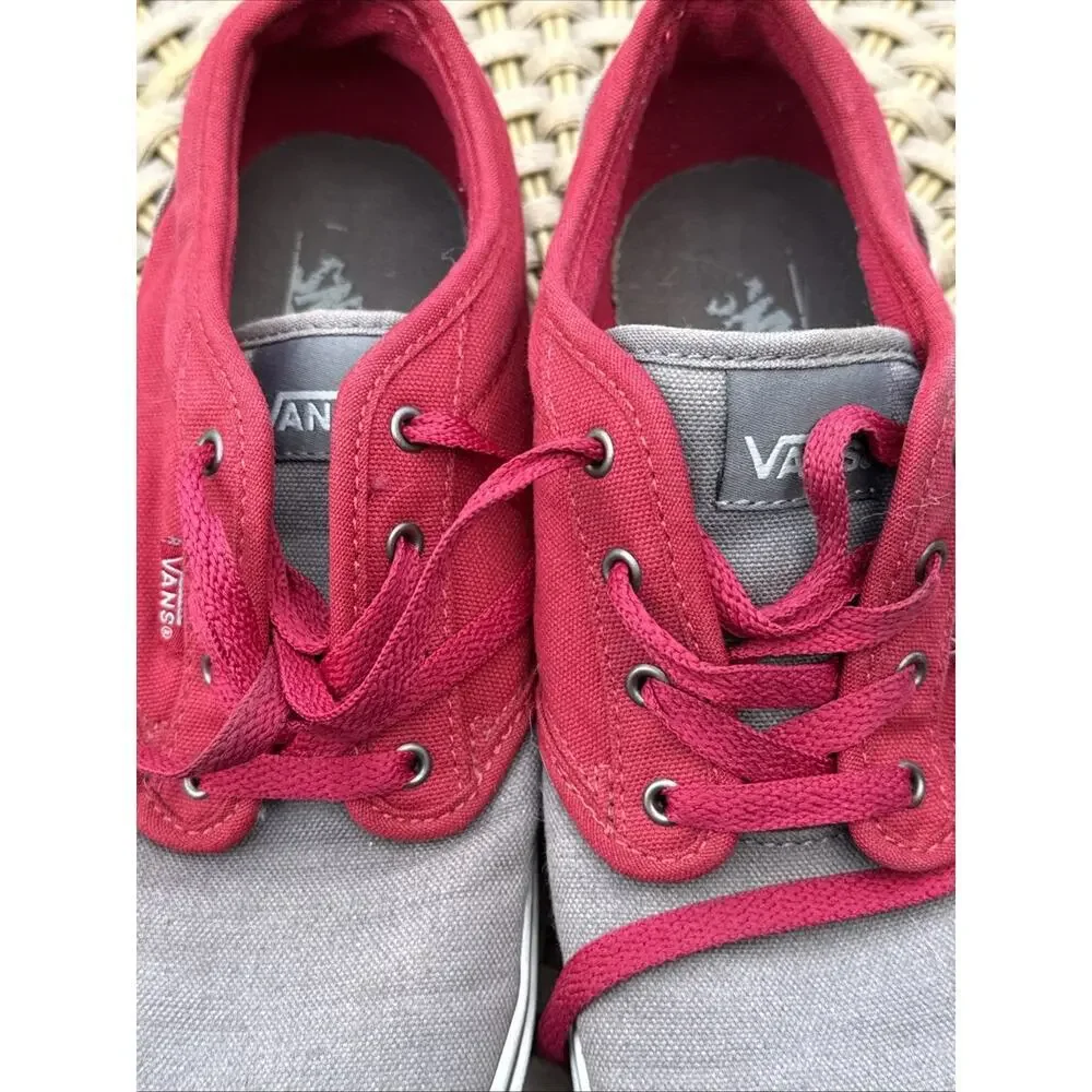 Vans Red and Gray Lace Up Sneakers Youth 5.5 Kids EU 37 UK 4.5 Shoes Kicks